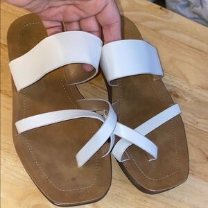 Wild Diva White and Brown Sandals